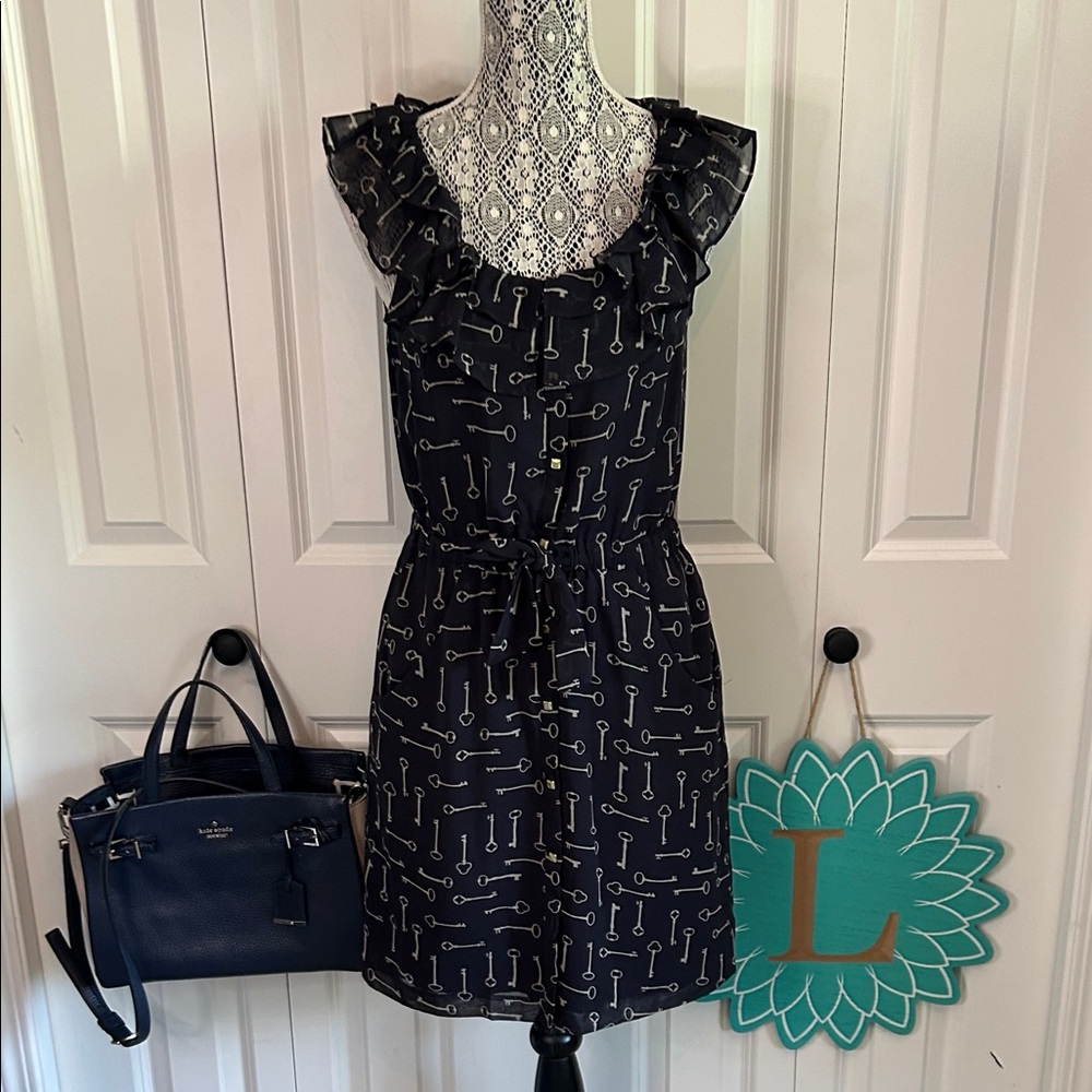 Banana Republic Navy Key Print Mini Dress